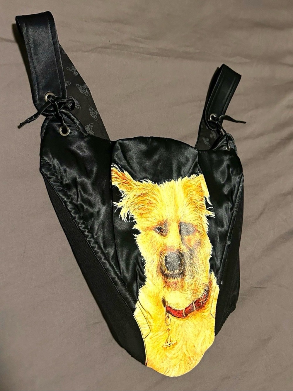 Palace Vivienne Westwood Black Satin Viscose Puppy Corset Zip Top Sz S